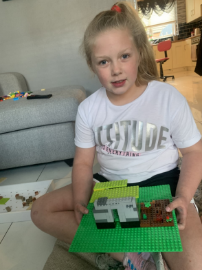 Kealey made a wonderful Anderson Shelter out of Lego