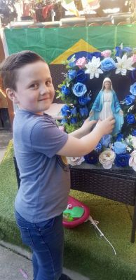 Adam made a beautiful grotto for Our Lady in his garden.