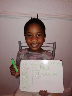 Well done Bernice, keeping up with her spellings!