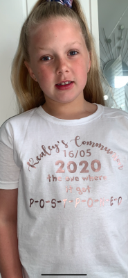 Kealey from P4 with a fantastic t-shirt, reminding us all that this was the one that got POSTPONED!